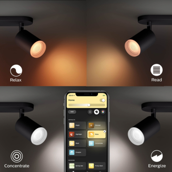 Philips Hue opbouwspot Fugato zwart 3x5.7W