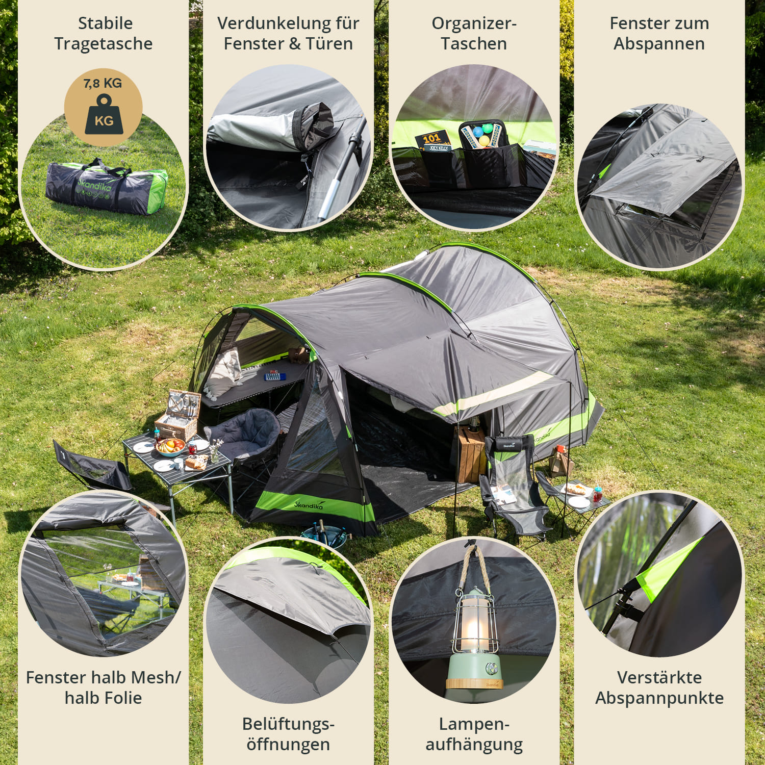 Skandika Kambo 4 tunneltent - black