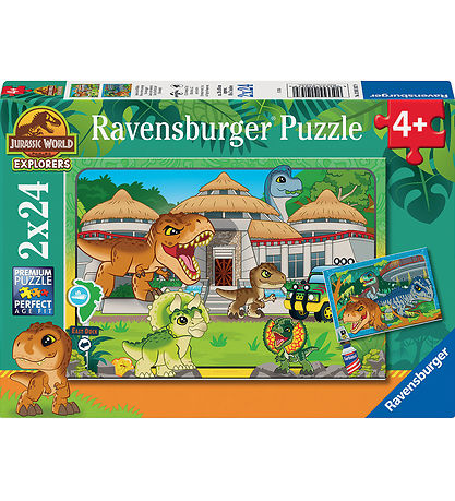 Ravensburger Puslespil - 2x24 Brikker - Jurassic WoRød Explorers