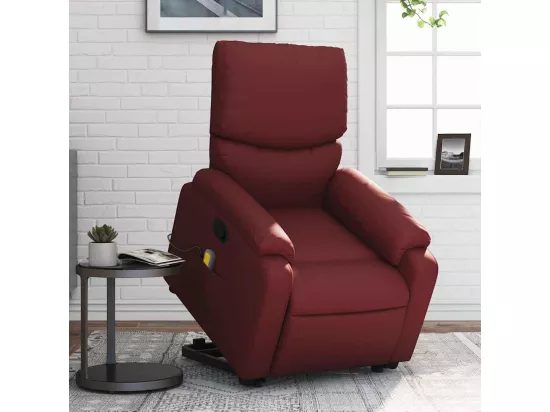 Fauteuil inclinable massant Rouge bordeaux Similicuir