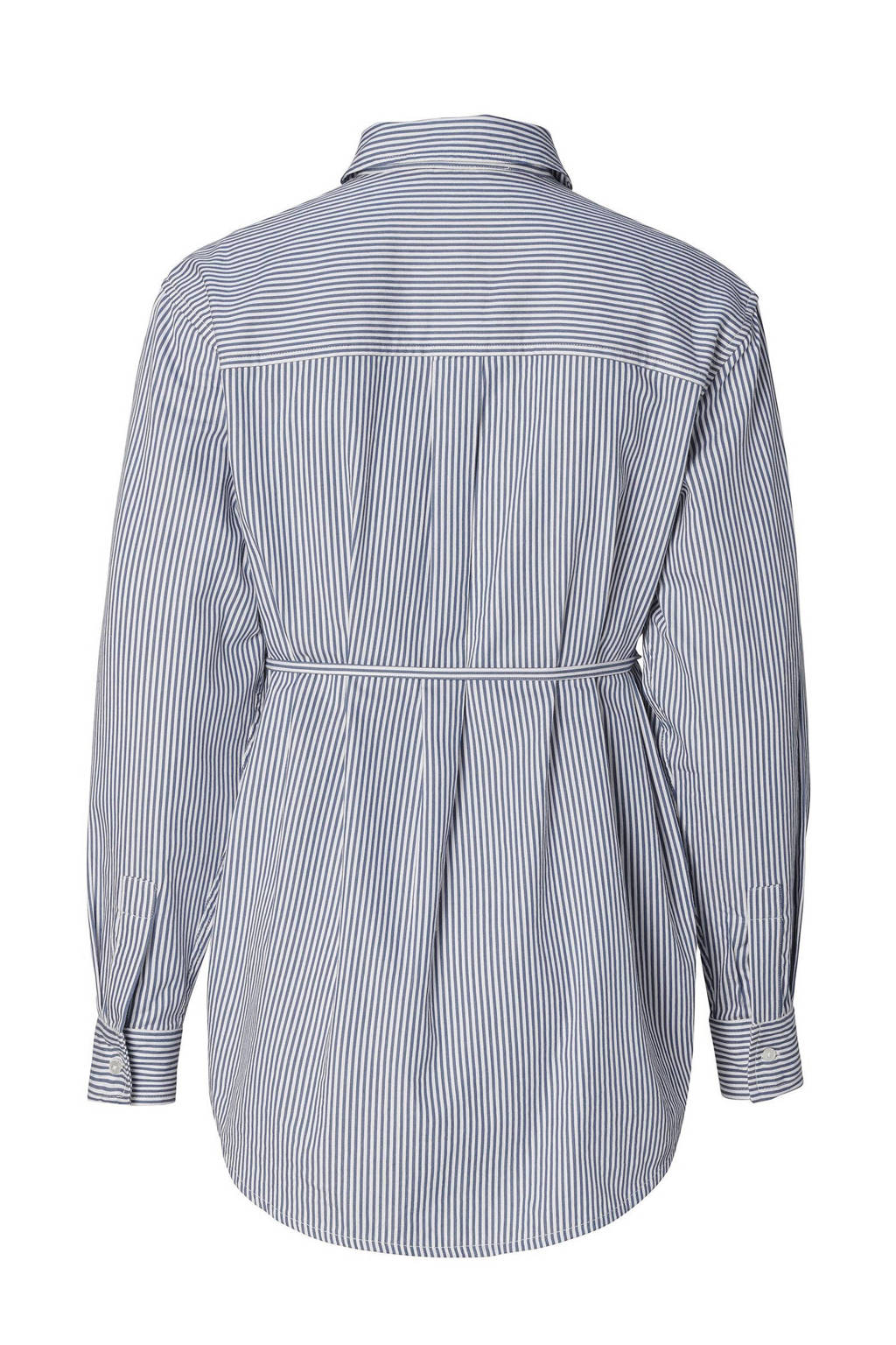 Noppies gestreepte zwangerschaps- en voedingsblouse Arles blauw/wit