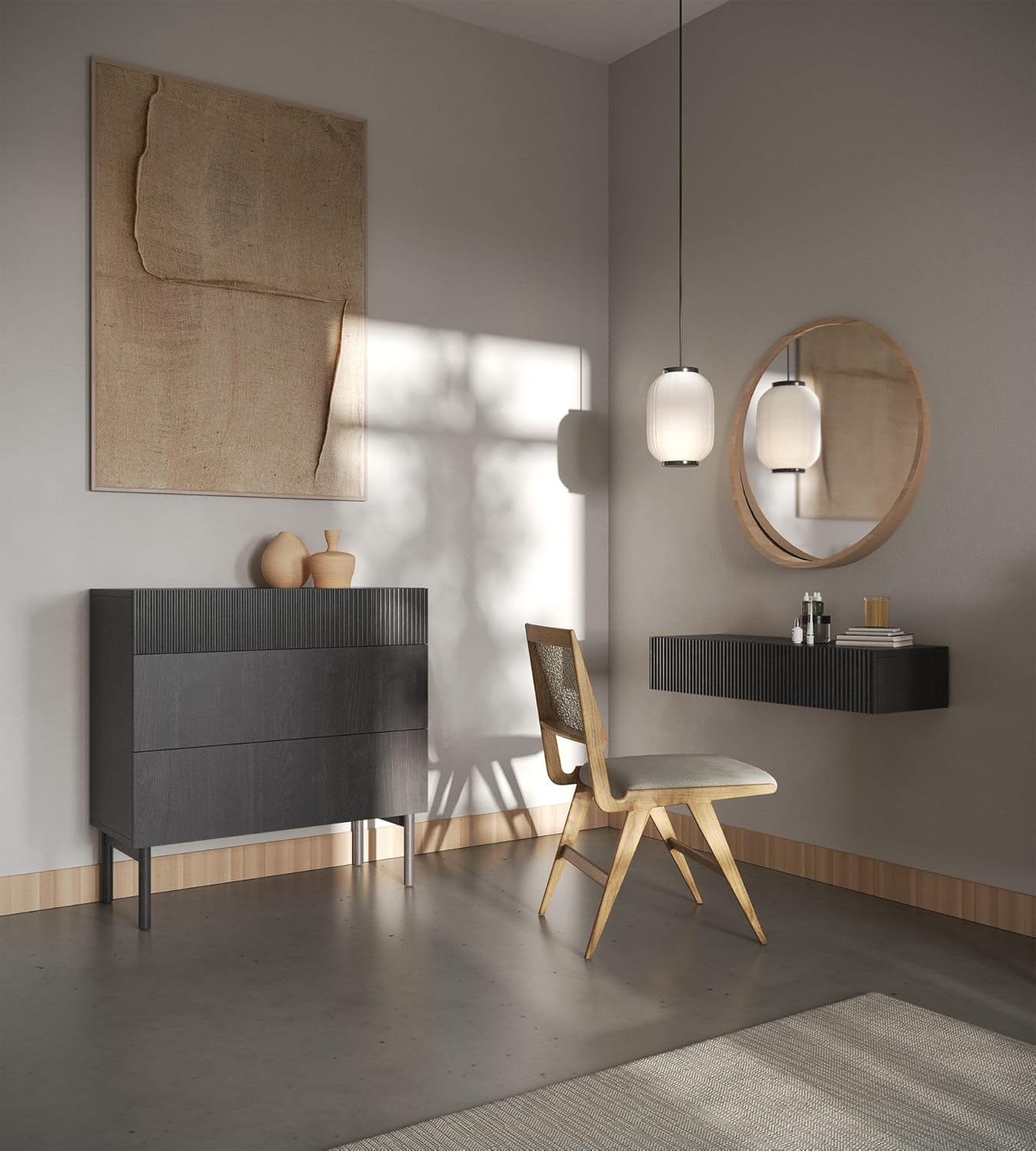 Selsey Konsolentisch Mit Schublade Beistelltisch 90 cm Eingangstisch Konsole Schminktisch Hängend Portland Schwarz Nolie
