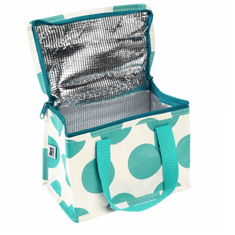 Sac à Lunch Isotherme 21cm Spotlight Turquoise sur Blanc