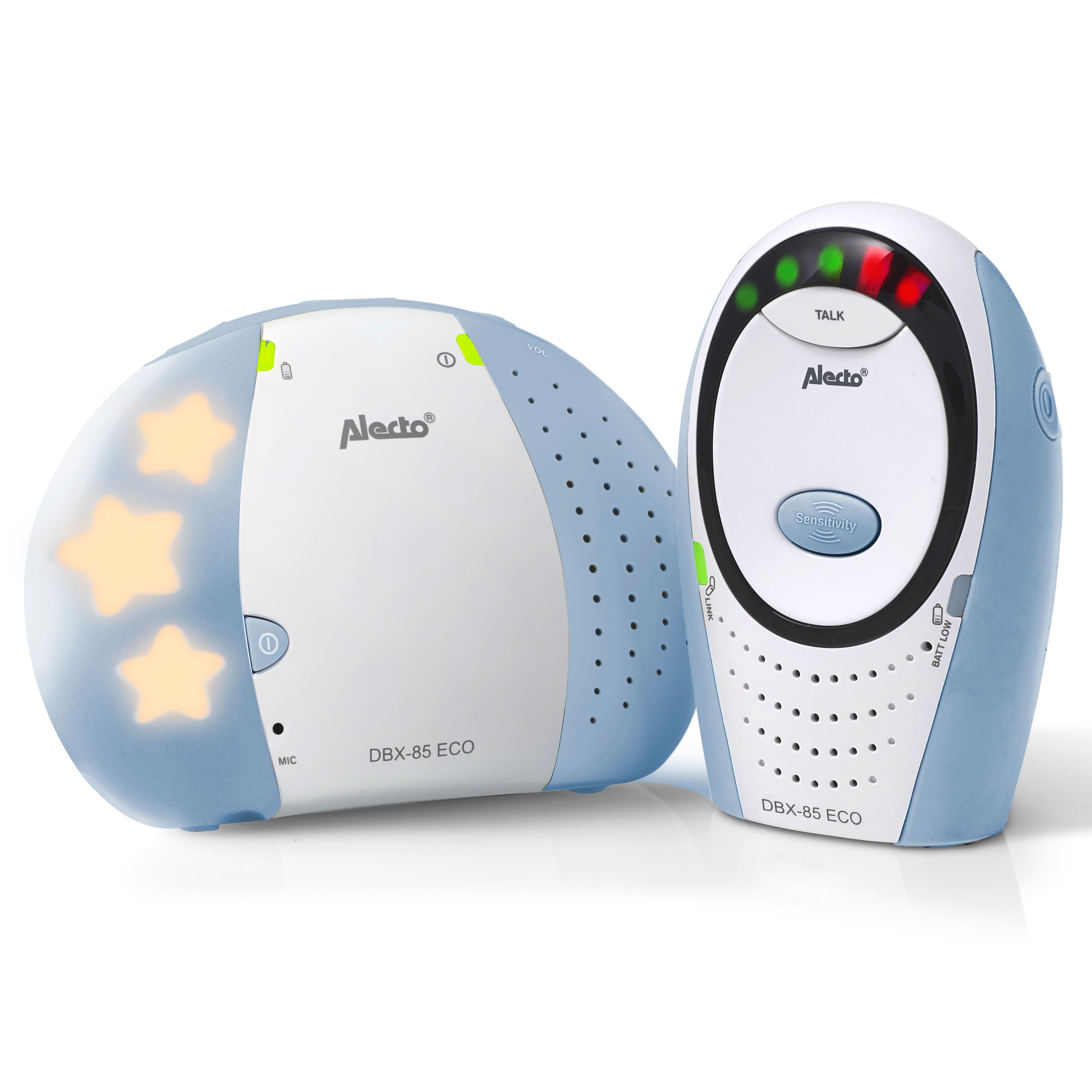 Alecto DBX-85 ECO DECT Babyphone Weiß Wechselsprechfunktion bis 300m Reichweite