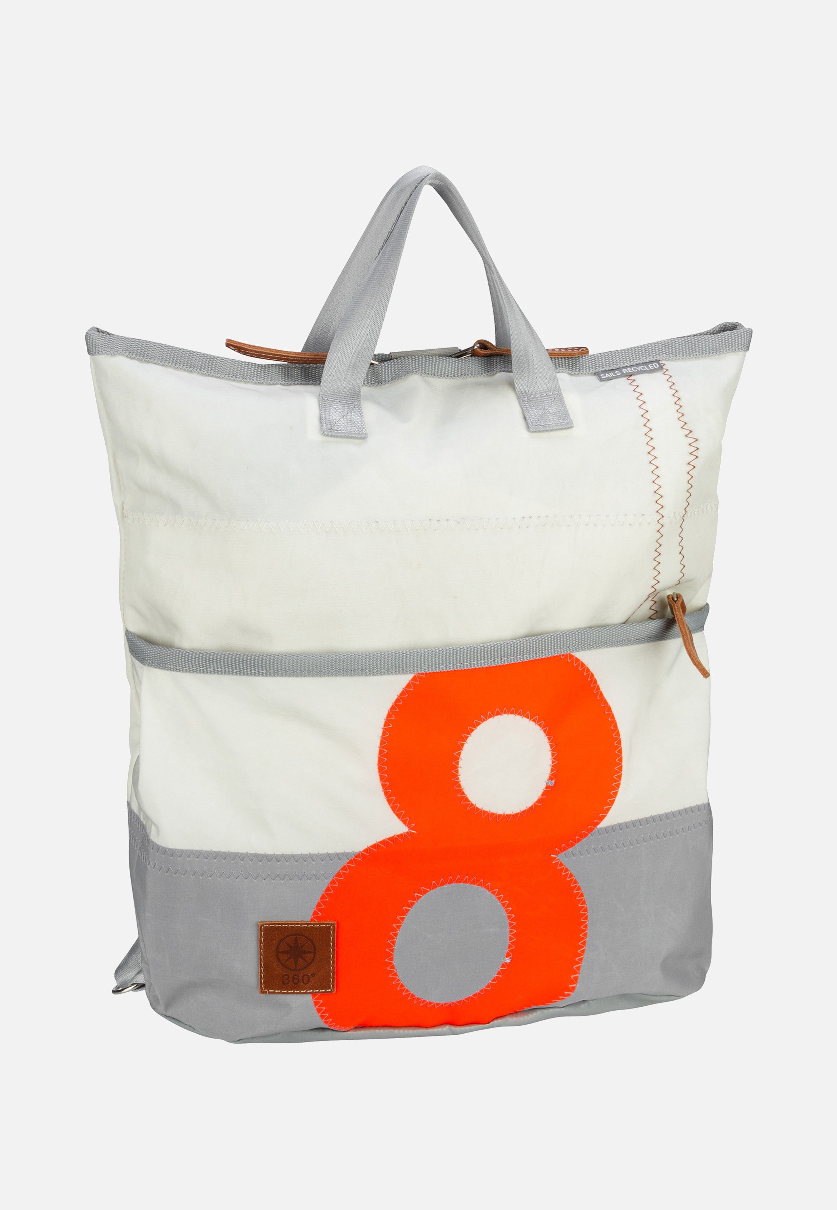 Ketsch Mini Weiß/Grau mit oranger Zahl - Rucksack