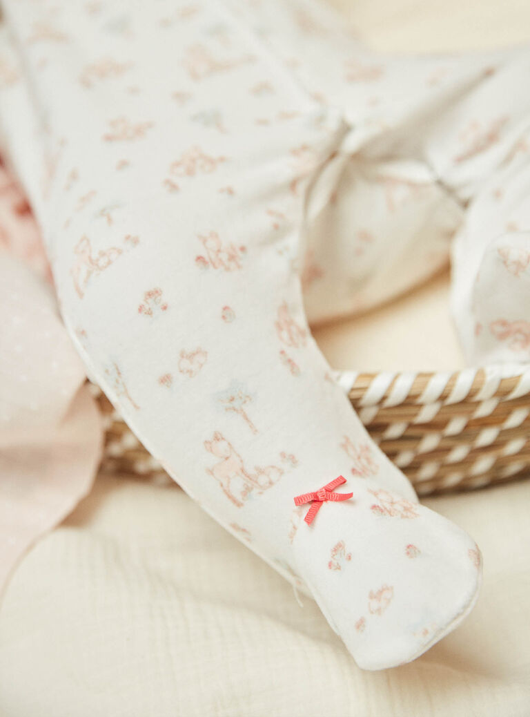 Grenouillère écrue en velours en coton biologique et polyester recyclé