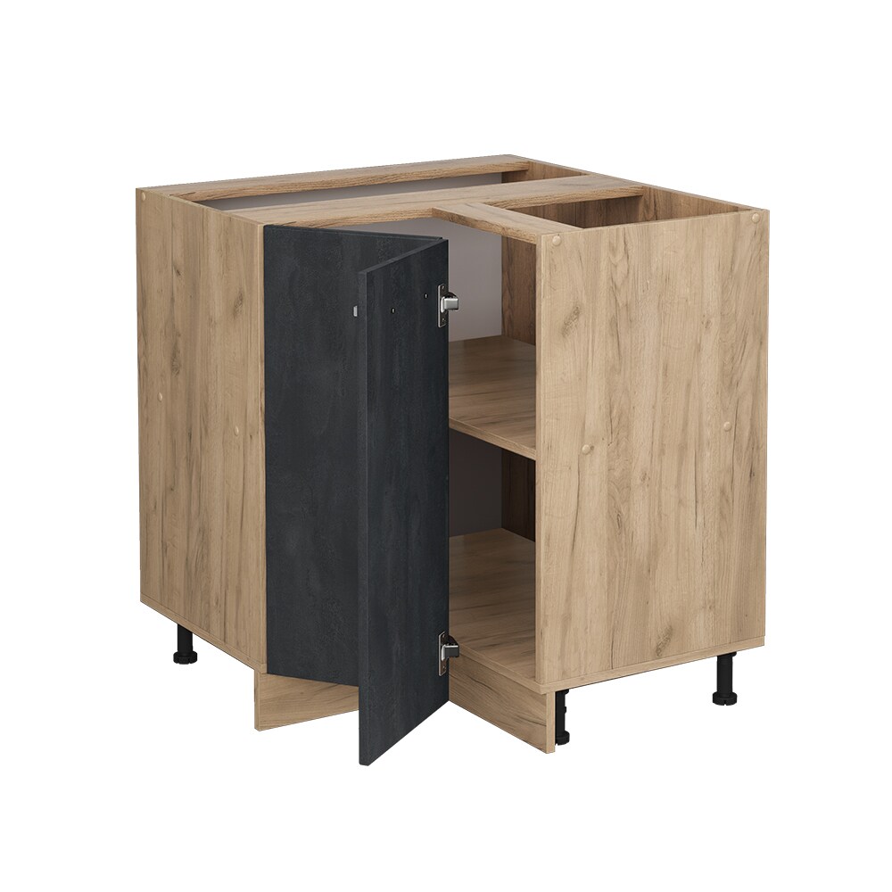 Vicco Eckunterschrank R-Line Schwarz Beton Eiche 87 cm mit Arbeitsplatte Anthrazit