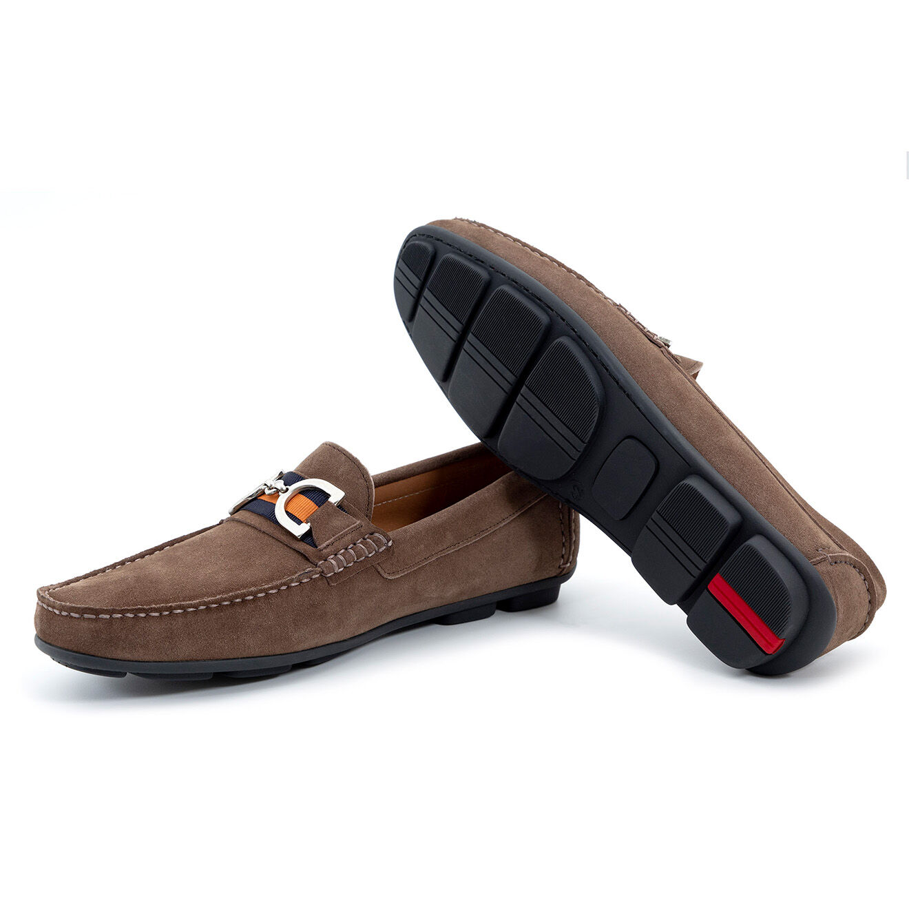 Caramelo Mocassins en Velours de Cuir Noe taupe/argent