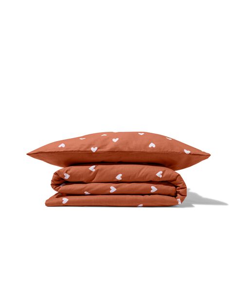 housse de couette enfant - 120x150 - coton doux coeurs terracotta