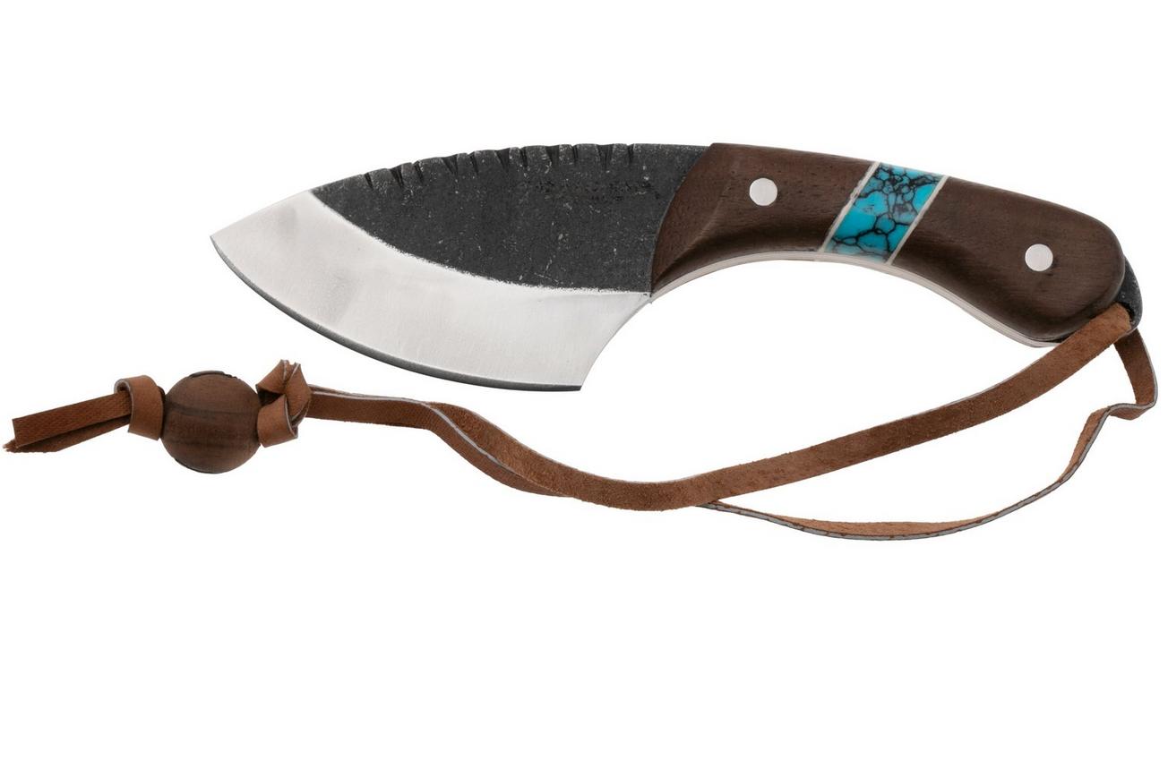 Condor Blue River Skinner CTK112-3.5-4C, Brut De Forge 440C, Walnut Turqouise Stone, vaststaand mes