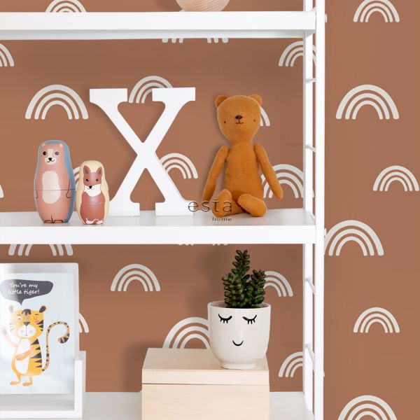 Estahome Regenboogjes Behang I - 0,53 x 10,05 m - Terracotta / Wit