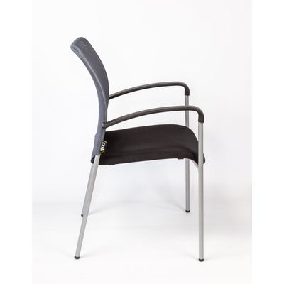 Chaise JULIA - avec accoudoirs - assise noire et dossier gris