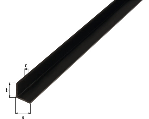 PVC hoekprofiel, zwart, 30x30x2 mm, 2,6 m
