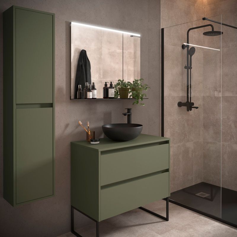Muebles - Project - Badmeubel - Legergroen - 90cm met 2 lades en toppaneel