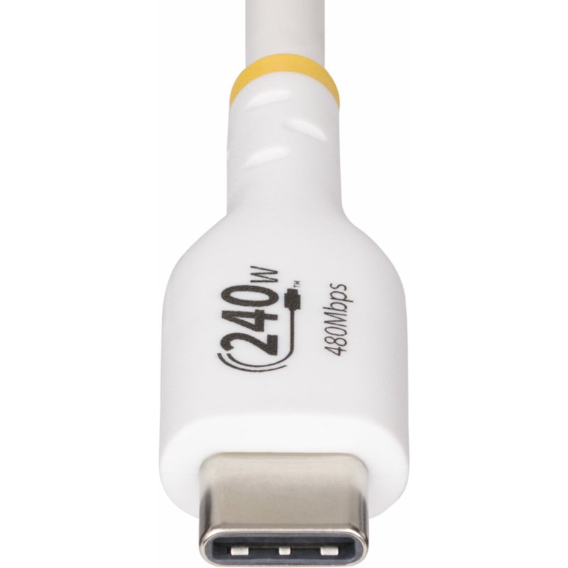 StarTech.com Câble de Charge USB-C de 4m, Charge et Synchronisation, 240W (5A) PD EPR, Câble de Charge USB 2.0 pour Ordinateur Portable, Certifié USB-IF , Gaine TPE - Cordon de Charge USB C Blanc