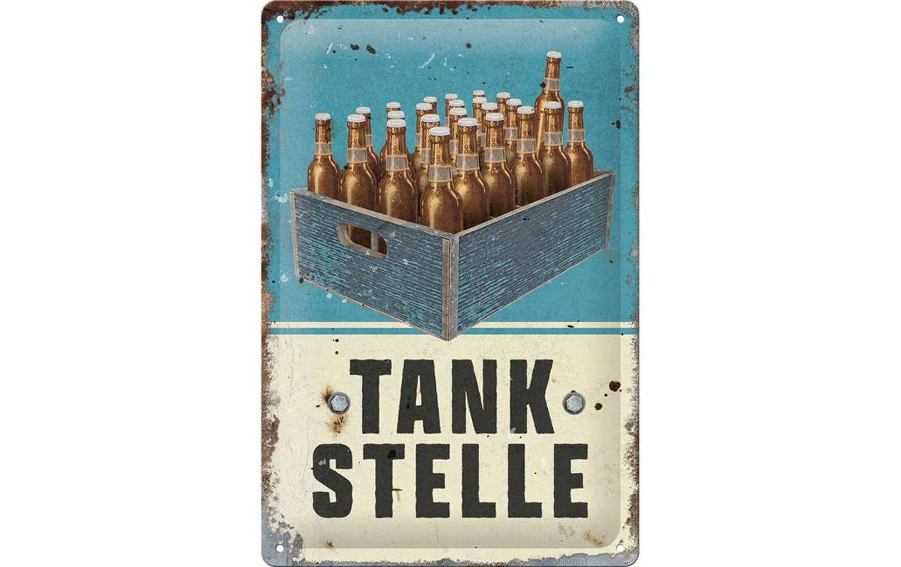 Schild Tankstelle Bier 20 x 30 cm, MetallBlechschild im Retro Design