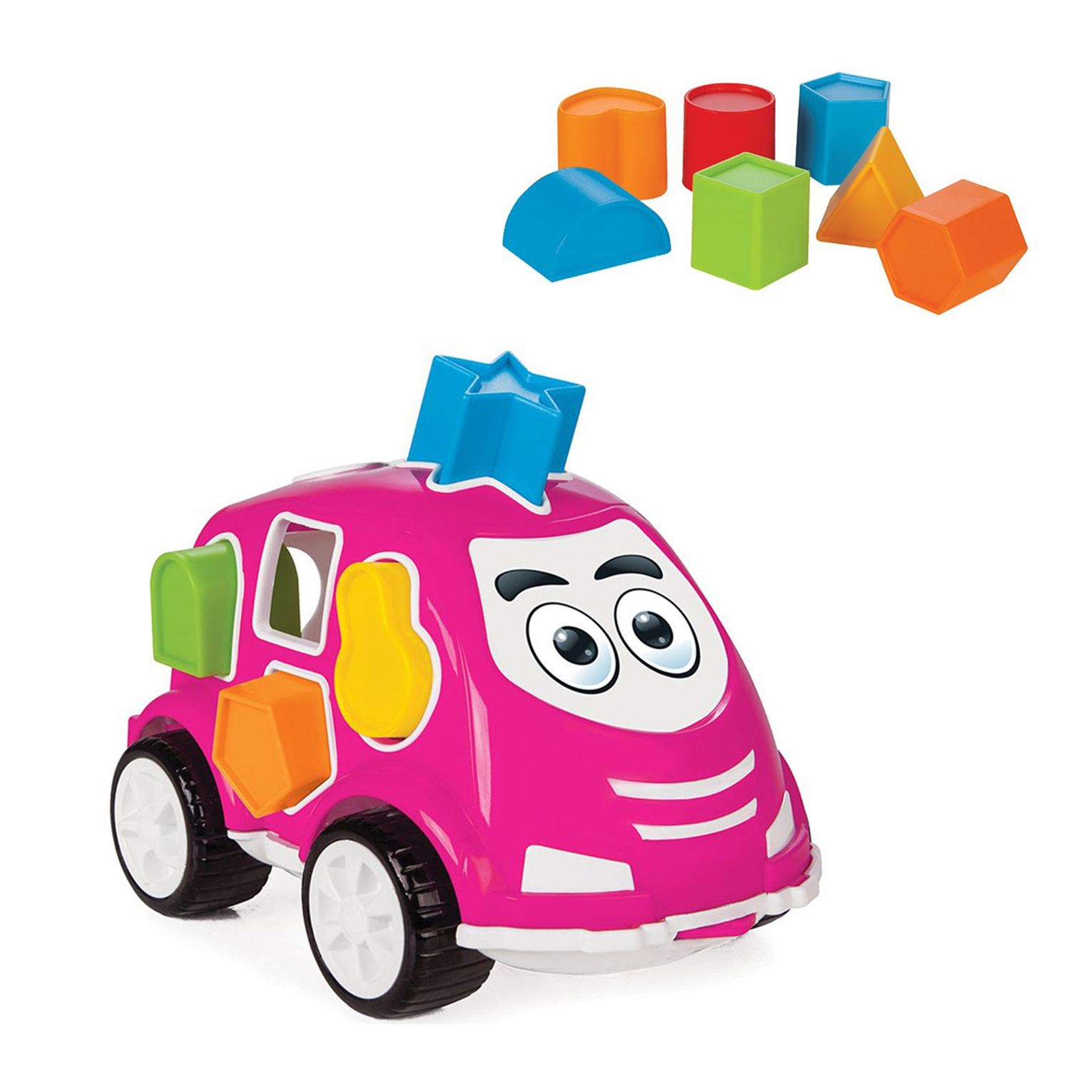Pilsan Steckspiel Auto 03187 Sortierspiel, verschiedene Formen und Farben pink