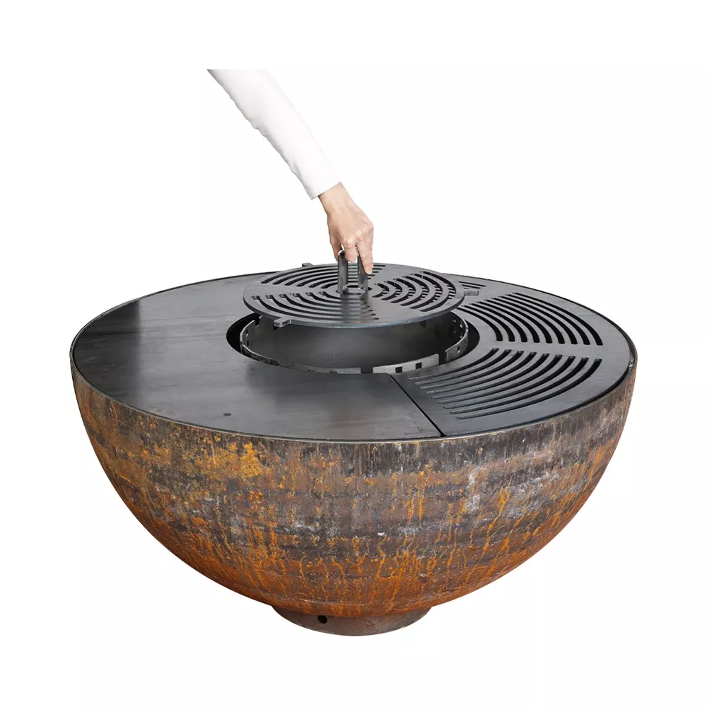 Mr. Grill Feuerschale Rusty mit Grillring 100cm und Zubehör