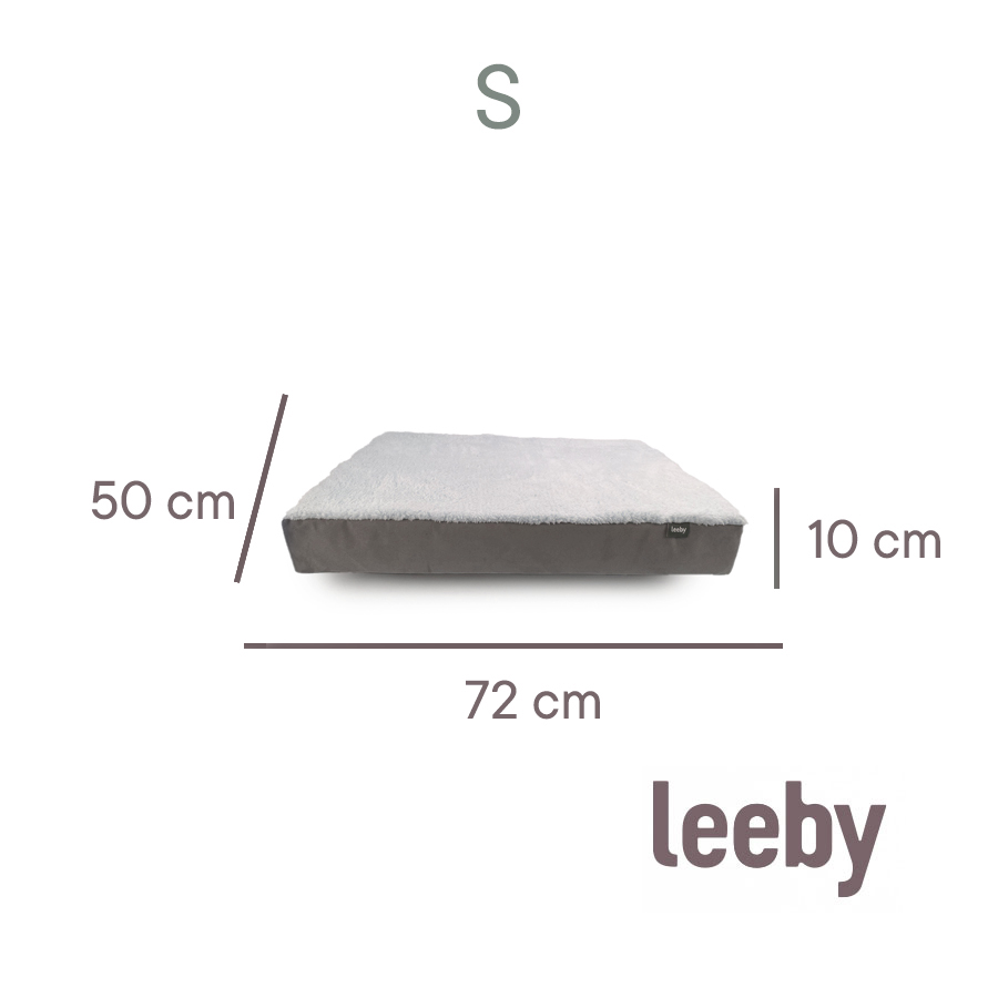 Colchão ortopédico viscoelástico Leeby para cães, marrom e branco.