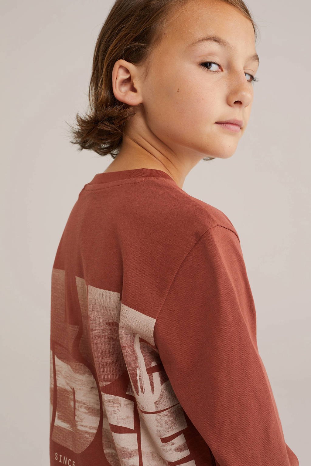 WE Fashion Blue Ridge longsleeve donkerbruin