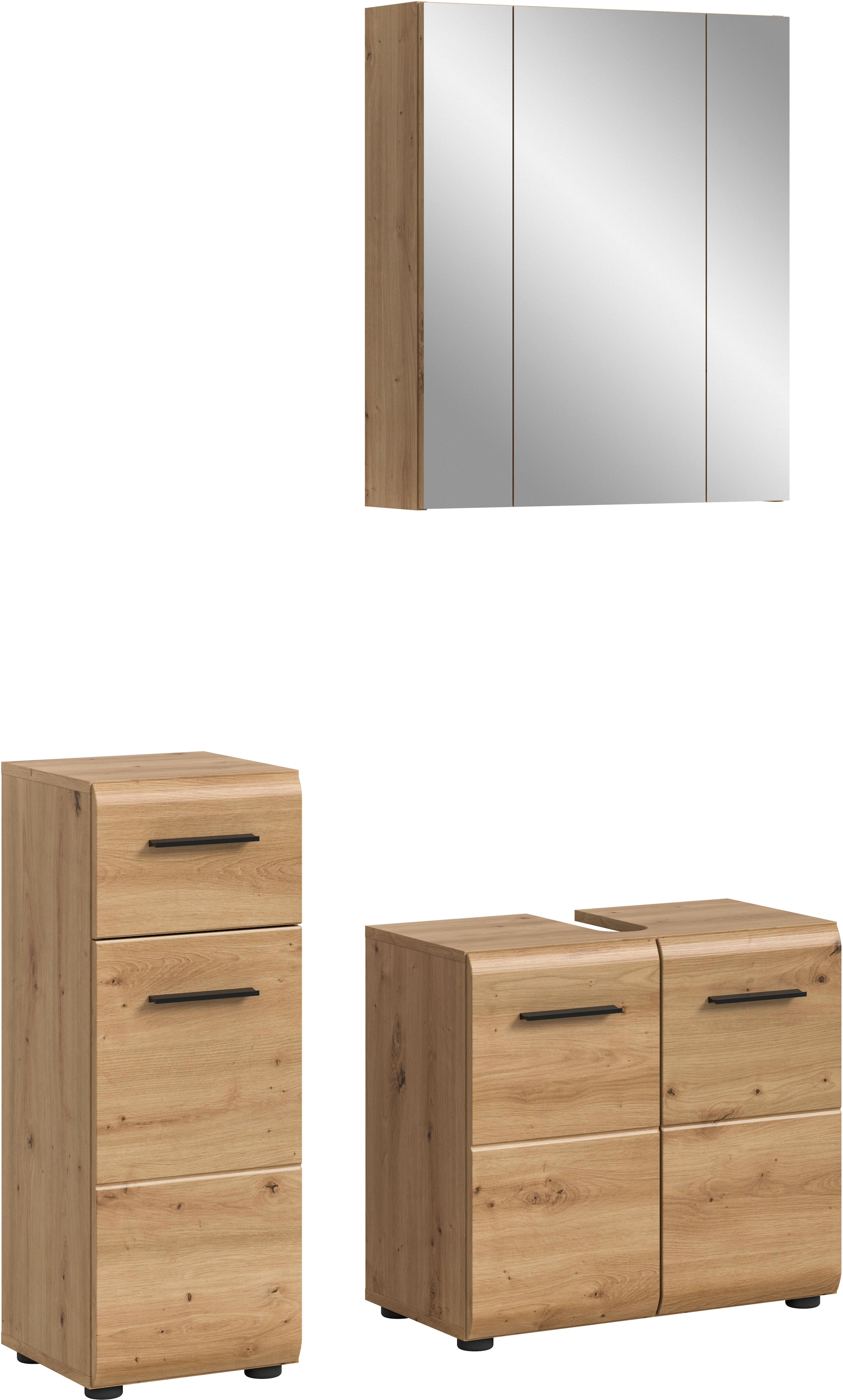 INOSIGN Badmöbel-Set »FLORENZ, TOPSELLER!, 3-teilige Badkombination, hochwertige MDF-Front« best. aus: 1 Unterschrank, 1 Waschbeckenunterschrank, 1 Spiegelschrank,