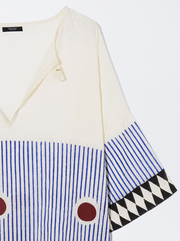 Camisa de algodão estampada - Multicor