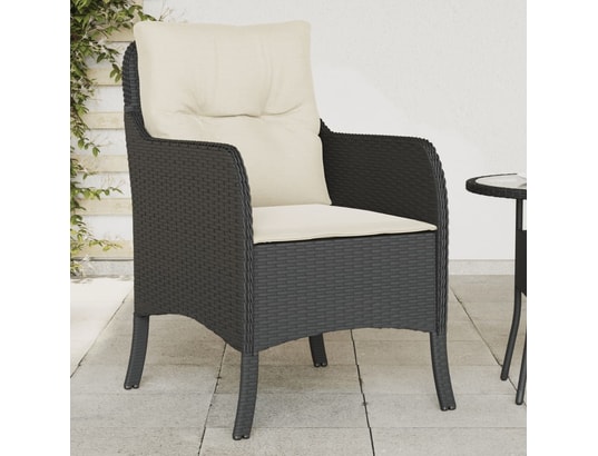 VIDAXL - Chaises de jardin avec coussins 2 pcs noir résine tressée