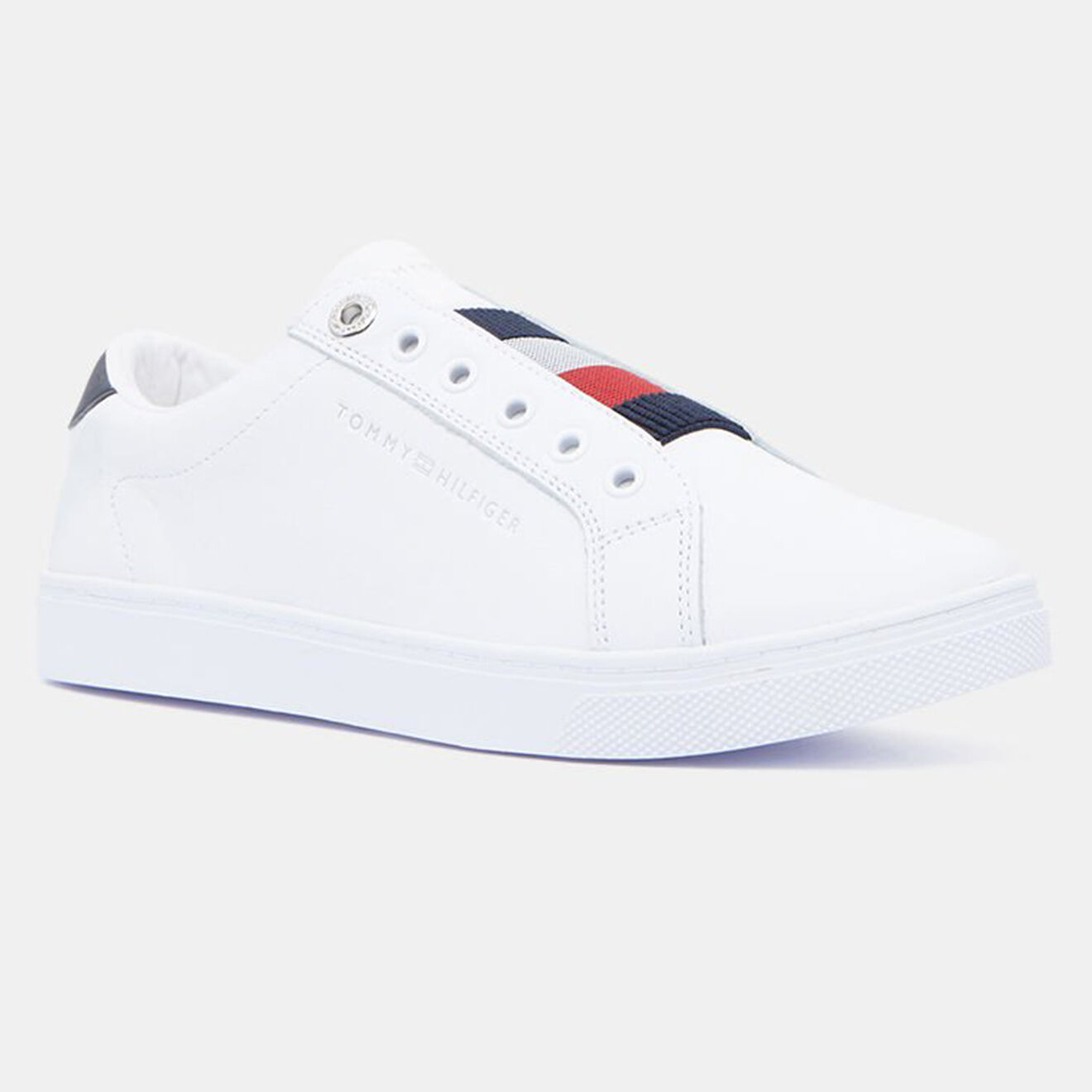 Tommy Hilfiger Baskets en Cuir Elastic Slip On blanches