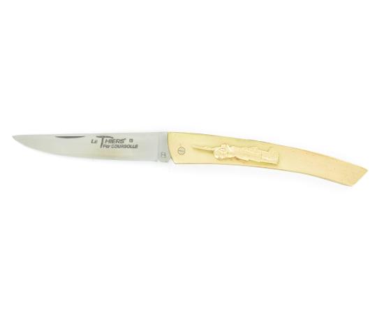 Thiers - Inox - Manche Laiton - Chasseur Couteau de poche par Coursolle