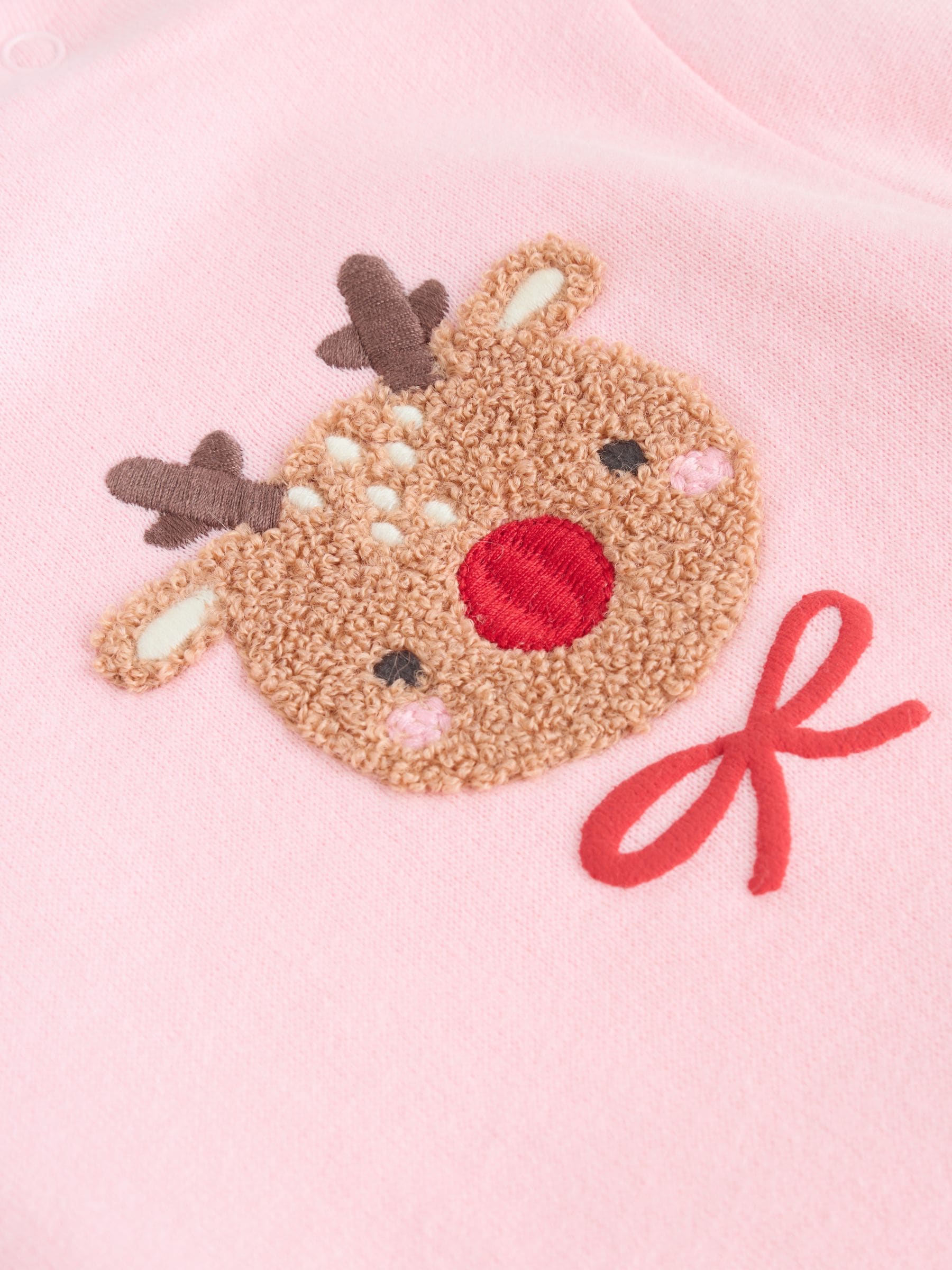 Rood/roze rendier - Kerstmis Sweat en Joggingbroek Baby Set (0mnd-2jr)