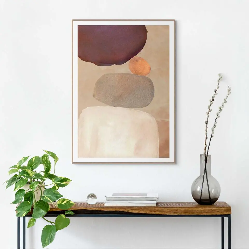 Schilderij Pebble Play - 70x50cm - Bruin