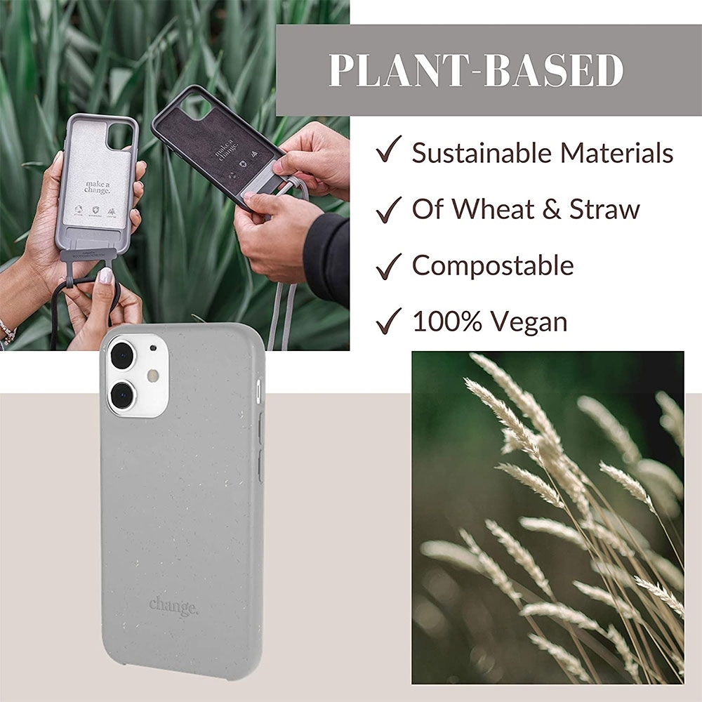 iPhone 13 Pro Max Necklace ChangeCase Antimikrobielle Schutzhülle Vegan Biologisch Abbaubar   Abnehmbare Handykette (CHA097) - Schwarz