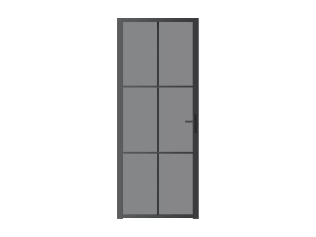 Porte intérieure 83x201,5 cm Noir Verre ESG et aluminium