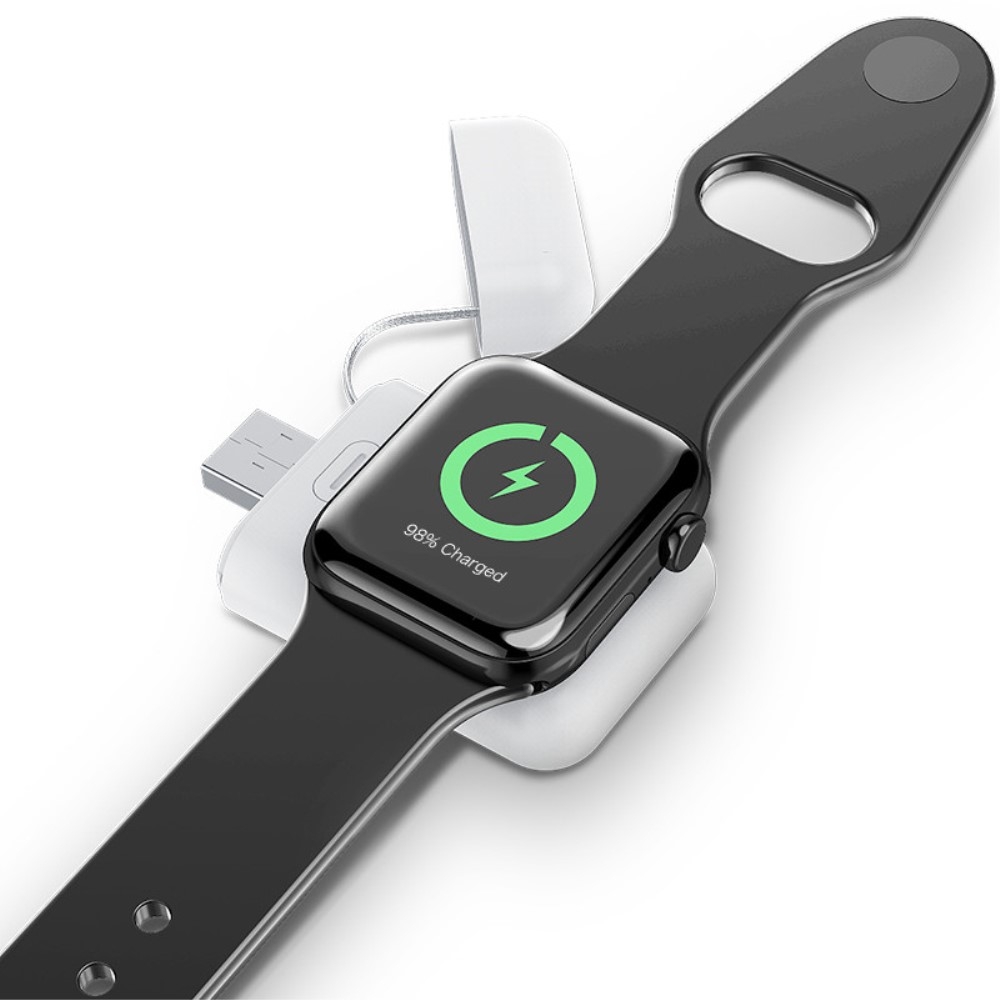 Magnetische Apple Watch Powerbank Qi-Wireless Charger USB Ladegerät (1000mAh) - Weiss