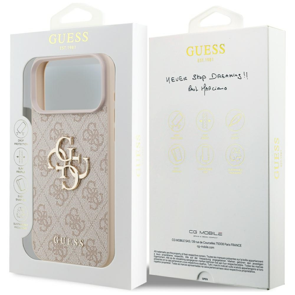 iPhone 17 Pro Max Leder Hardcase Hülle 4G Big Metal Logo (GUHCP17X4GMGPI) - Rosa