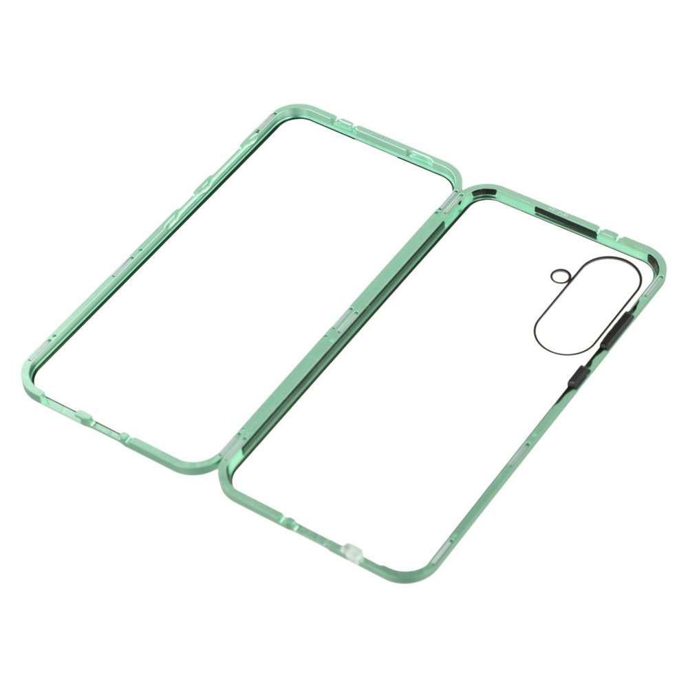 Samsung Galaxy A56 Magnetische Alu Schutzhülle mit Panzer Glas Backcover   Displayschutz (Magnet-Technologie) - Grün