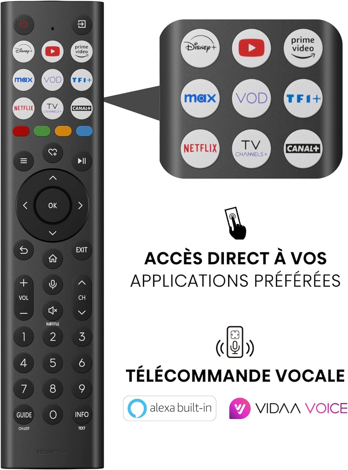 Hisense 43 inch 43A6Q 4K UHD Dolby Vision HDR VIDAA Smart TV with Youtube, Netflix, Disney+, Channel + (2025 Model) [Classe énergétique G]