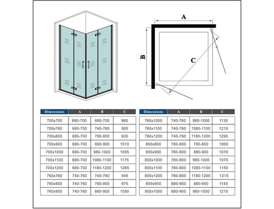AICA SANITAIRE - Douche cabine intégrale Aica Cabine de douche 76x76x185cm verre anticalcaire porte p...