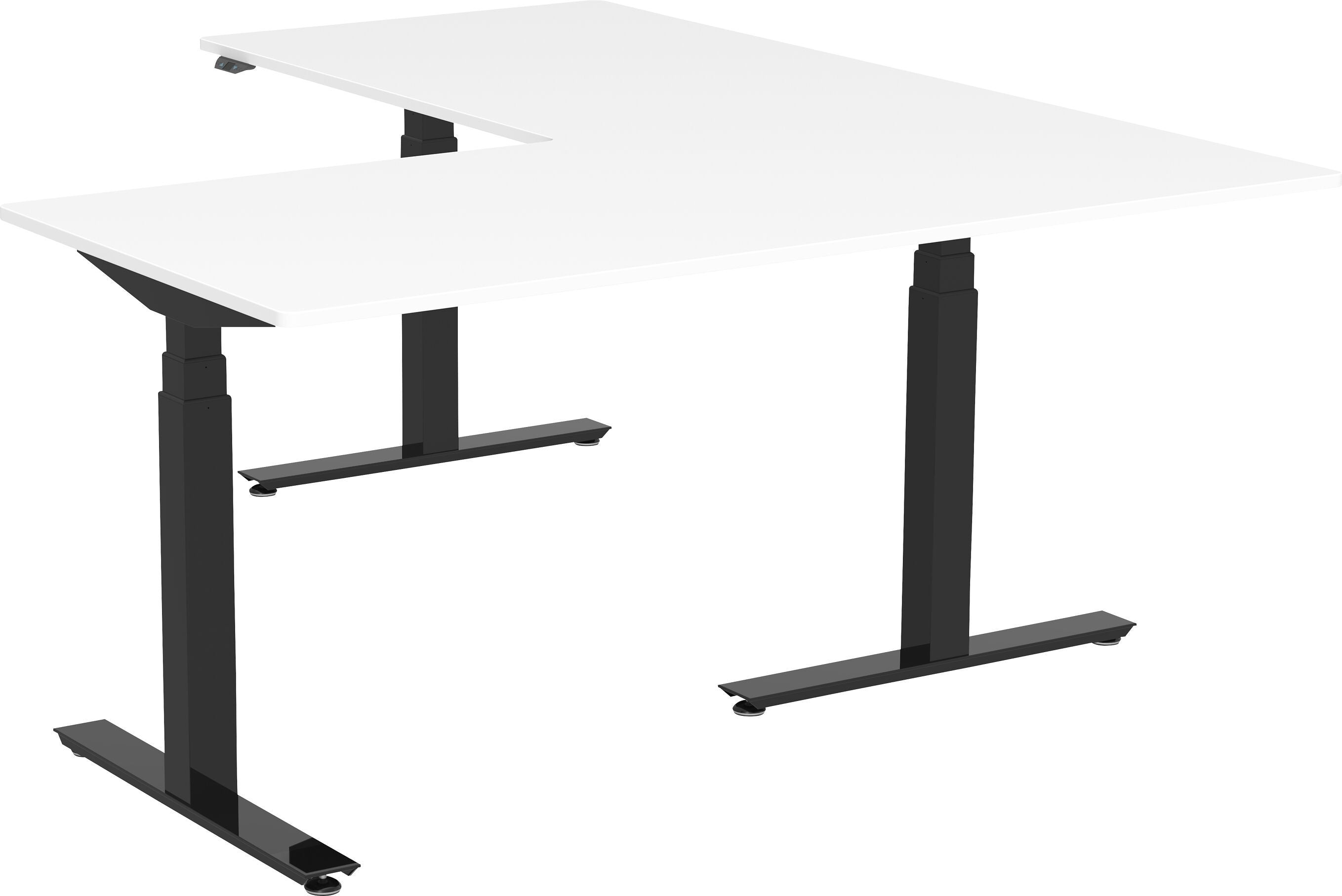FLEXCUBE PROFI Eckschreibtisch höhenverstellbar - Weiss / B: 180.0 cm x T: 170.0 cm x H: 62.5 cm