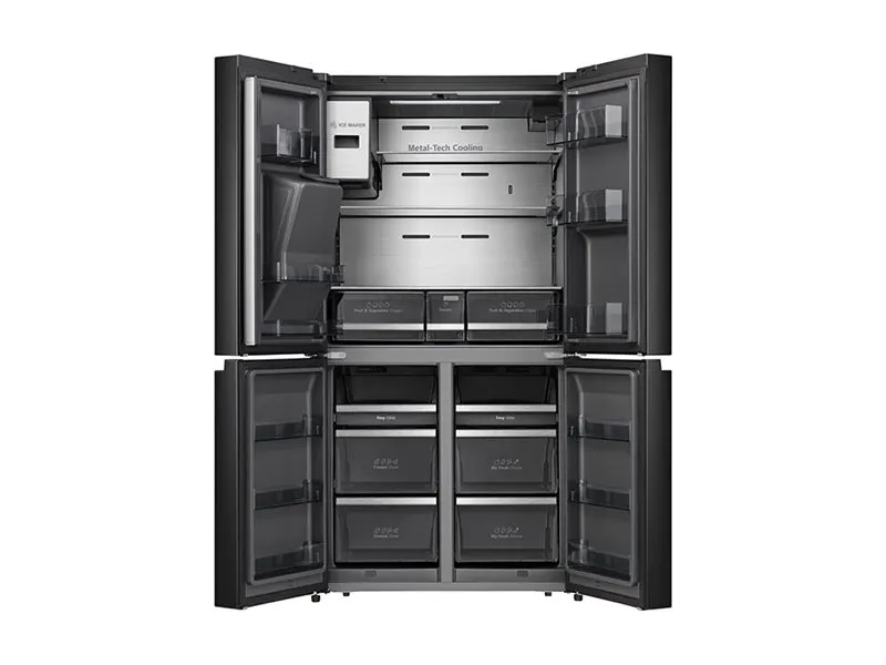 Hisense RQ760N4IFE - Køleskab/fryser - frans dør-bundfryser med vanddispenser, isdispenser - Wi-Fi - bredde: 91.4 cm - dybde: 72.5 cm - højde: 178.5 cm - 577 liter - Klasse E - sort