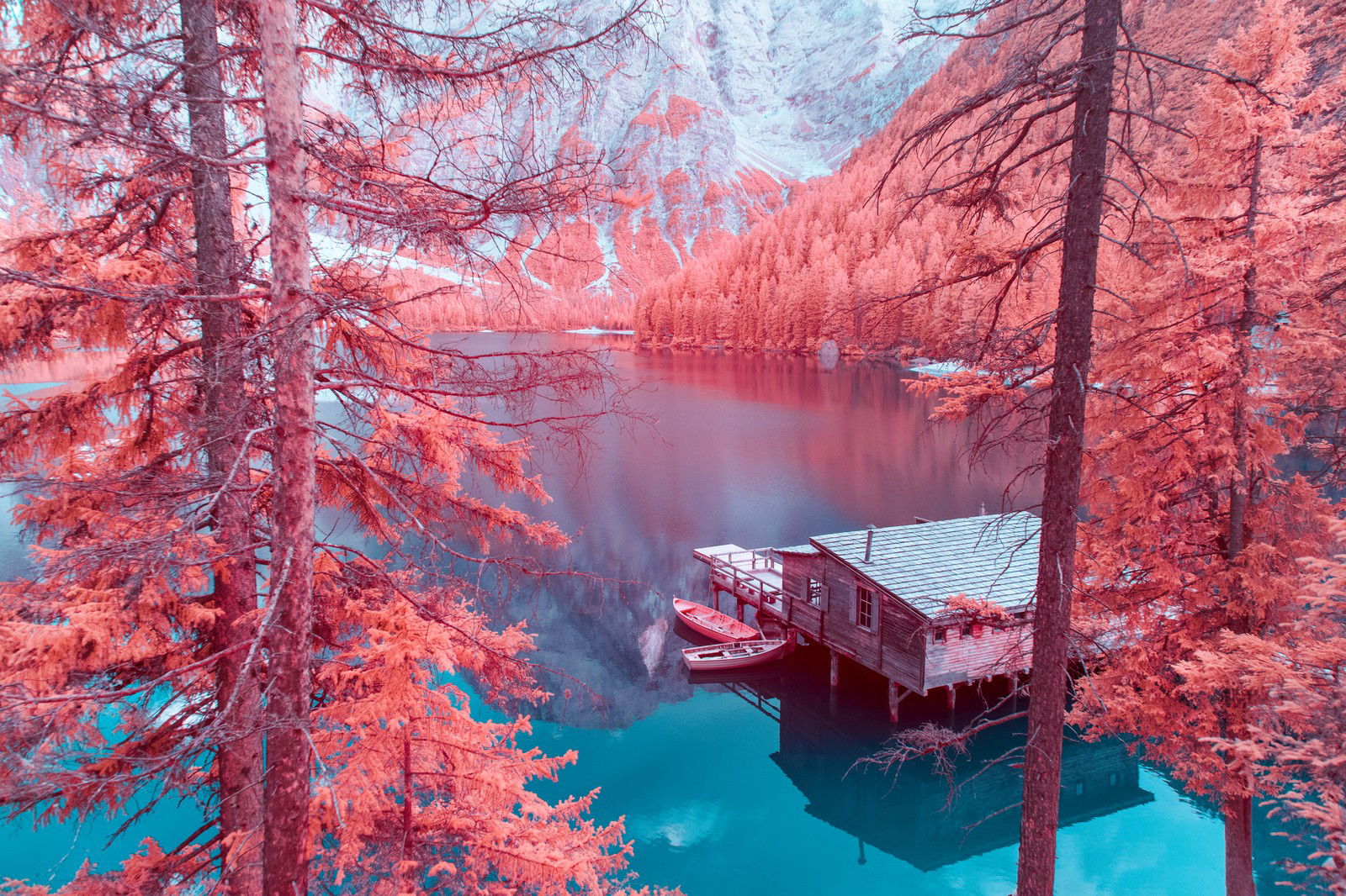 Infrared Lake Braies I by Paolo Pettigiani - Limited Edition. Edition of: 150. Signed.