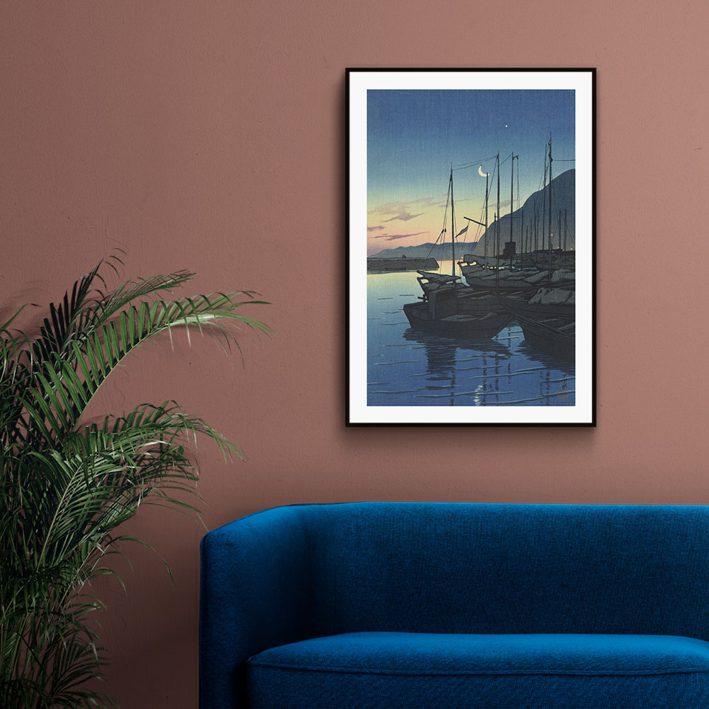 Walljar poster ingelijst - Kawase Hasui - Morning in Beppu Poster ingelijst - 70 x 100 cm