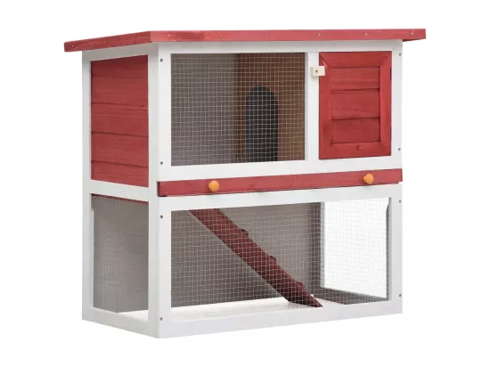 Clapier d'extérieur 1 porte Rouge Bois