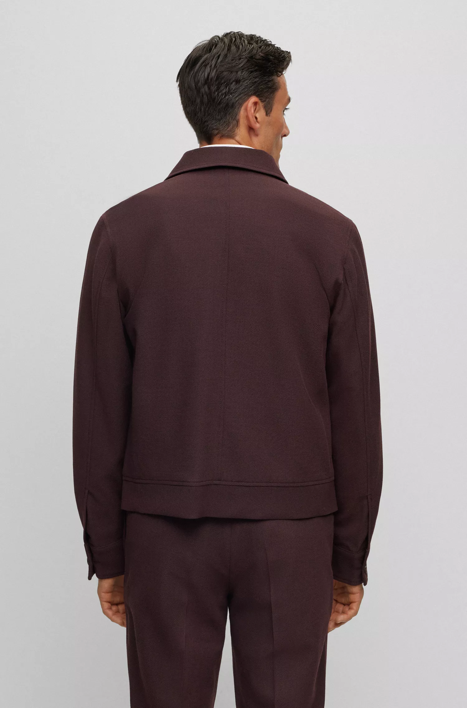 Jaqueta BOSS Camel Slim-fit em mistura de lã com microestampa