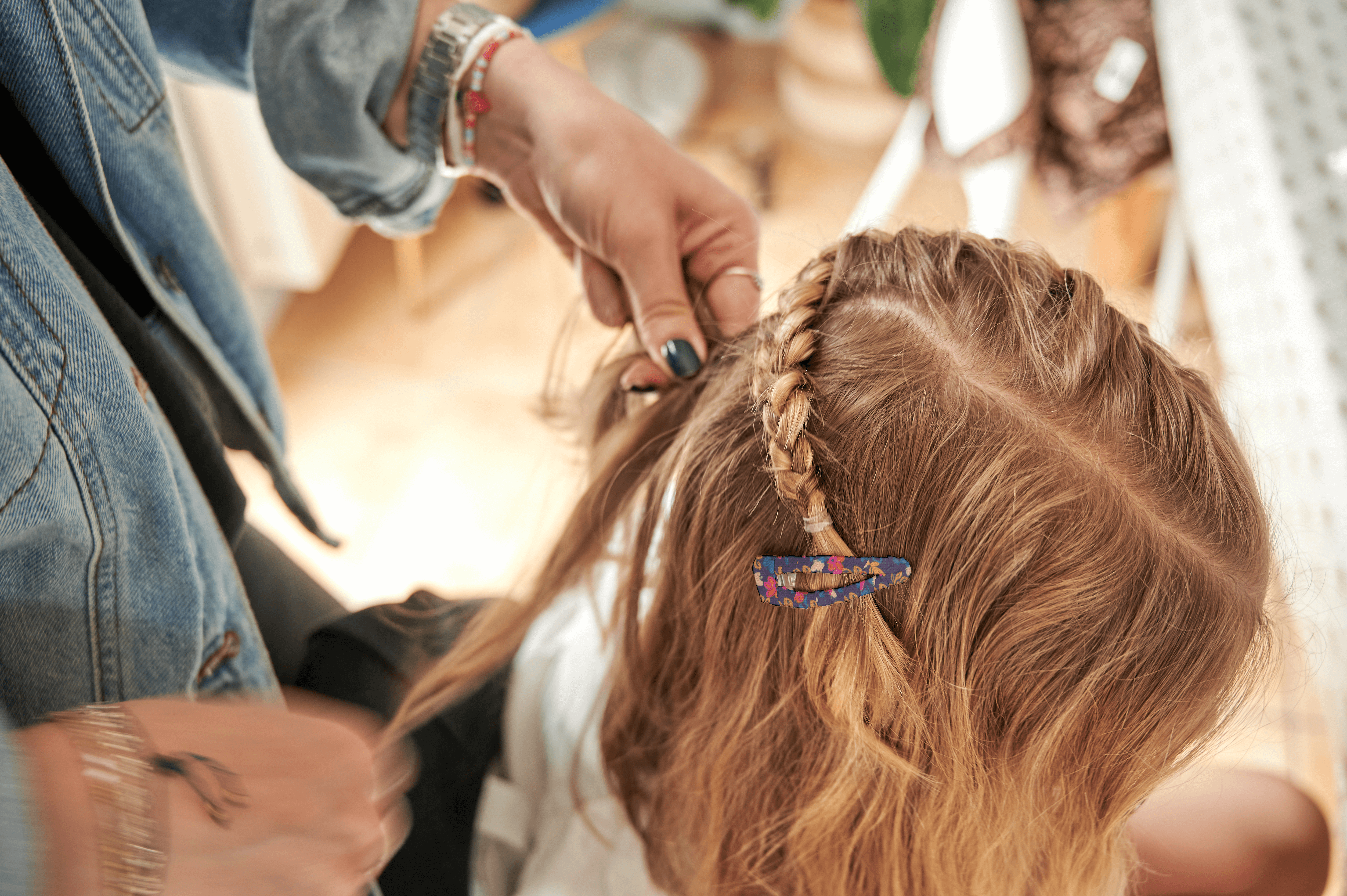 Barrette Clic-Clac Tissu Hippie Fleurie