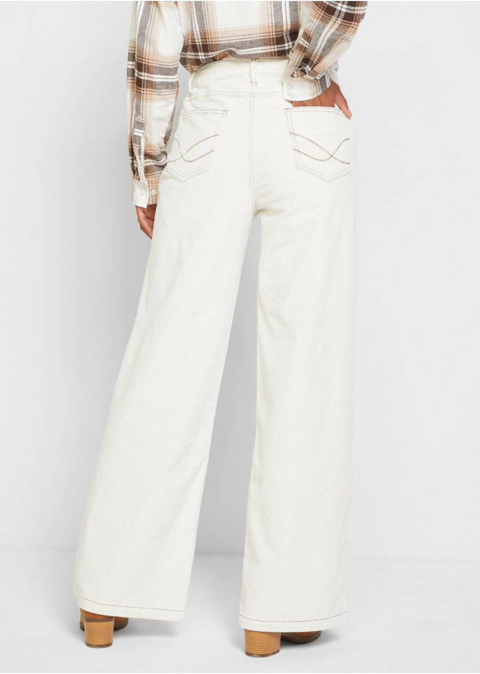 Pantalon en velours côtelé extensible, Wide