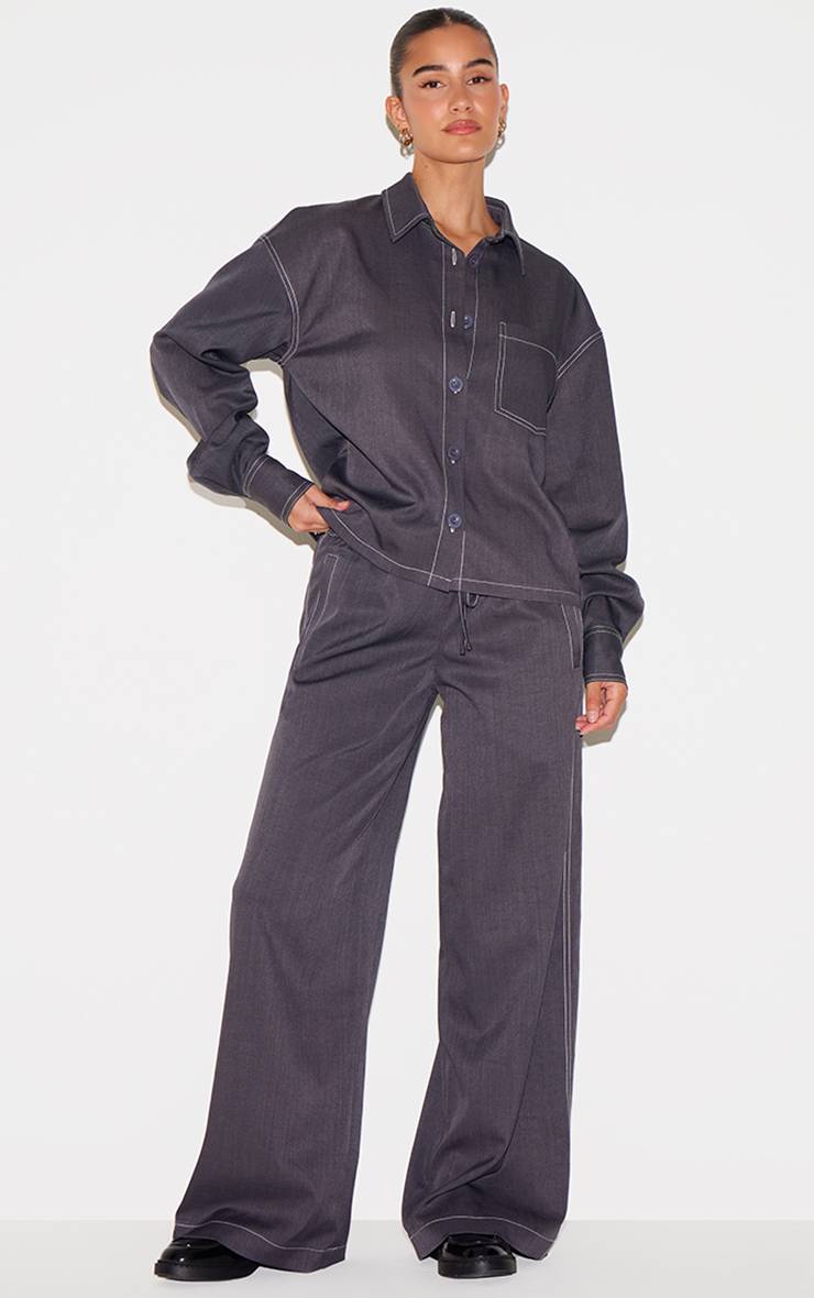 Chemise Tissée À Surpiqûres Contrastées