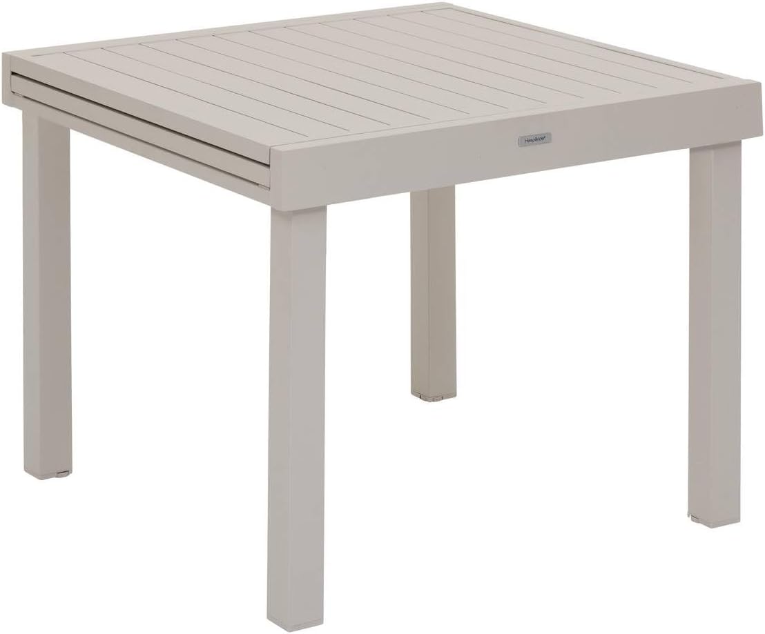 Hespéride - Table de Jardin Extensible Piazza Argile - 8 Places - Aluminium Traité Epoxy Antirouille - Meuble d'Extérieur à Rallonge Coulissante