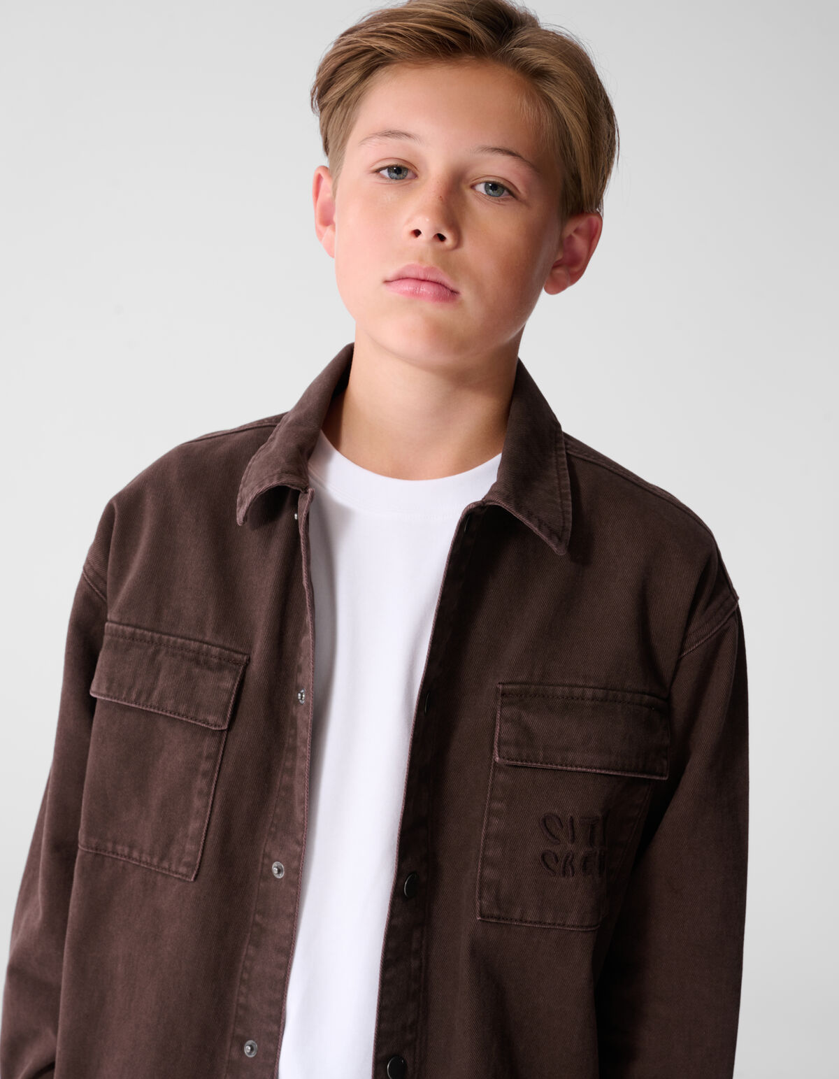 Oversized Denim Overshirt Donkerbruin