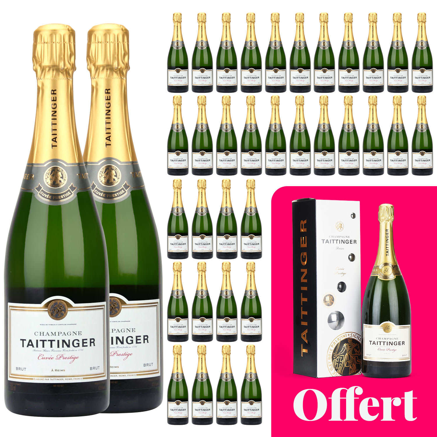 36 bouteilles Champagne Taittinger Brut Prestige et 1 magnum offert